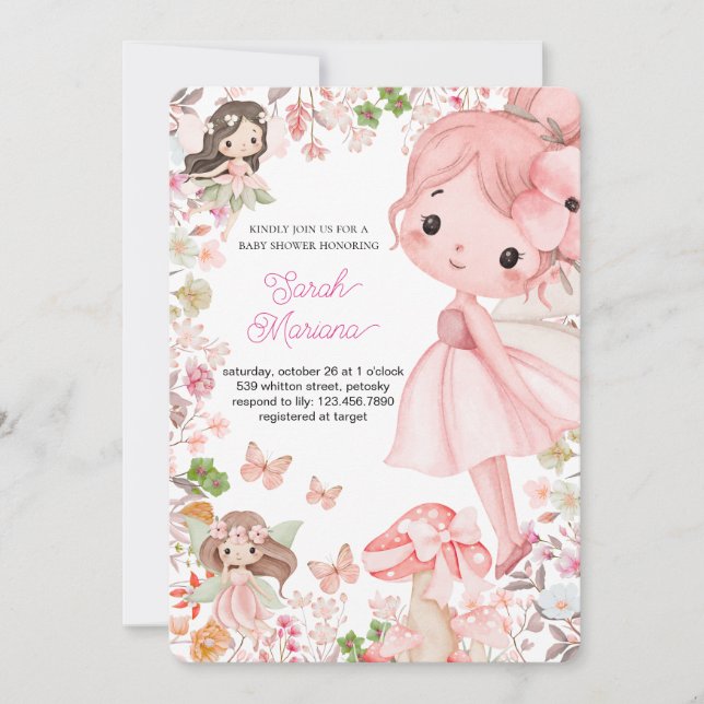 Invitation Enchanted Fairy Baby Shower (Devant)