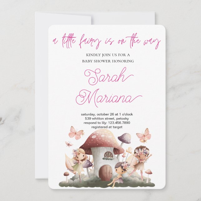 Invitation Enchanted Fairy Baby Shower (Devant)