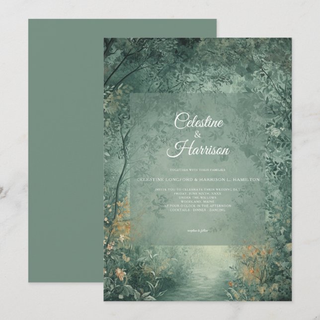 Invitation Enchanted Forest Wedding (Devant / Derrière)