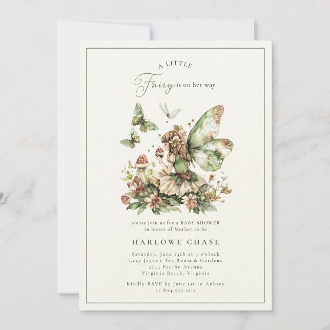 Invitation Enchanted Little Fairy Baby shower (Devant)
