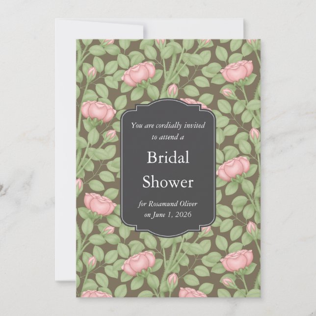 Invitation Enchanted Rose Garden Mariage Brown Evénement Invi (Devant)