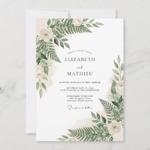 Invitation Enchantement Botanique Crème pour Mariage