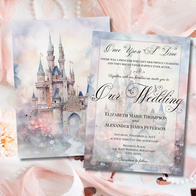 Invitation Enchanter Fairy Tale Castle Notre Mariage (Créateur téléchargé)