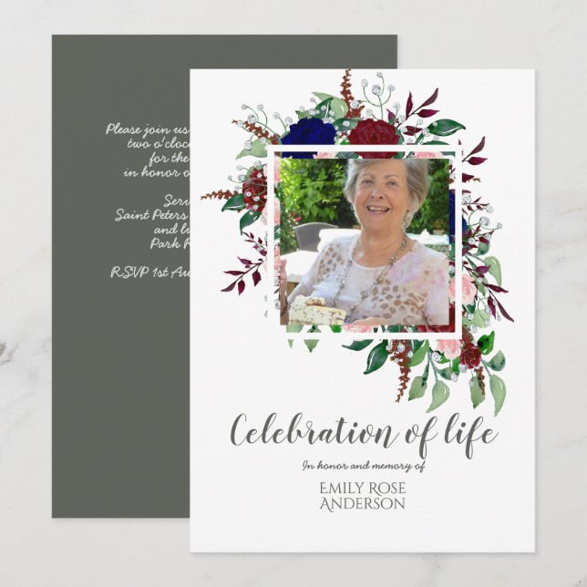 Invitation Enchanter la CÉLÉBRATION de LIFE PHOTO Memorial (Devant / Derrière)