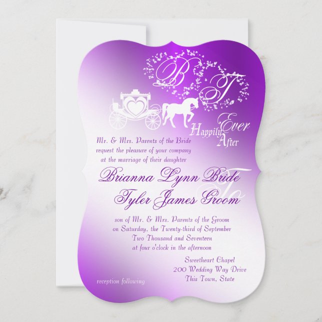 Invitation Enchanter le Mariage de conte violet (Devant)