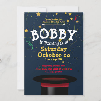 Invitation Enchanter Magic Show Modèle d'anniversaire pour en