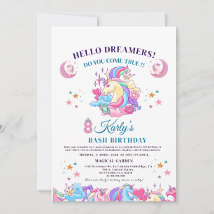 Invitation 🌈 ✨ Enchanter Unicorn 8e anniversaire magique de 
