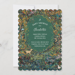 Invitation Enchanteur Baby shower vert de la forêt forestière