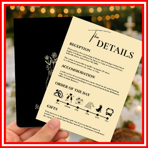 Invitation Enclos de l'ordre des événements du mariage jaune 