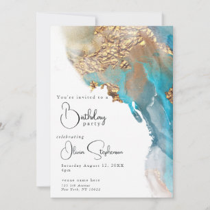 Invitation Encre Abstraite d'alcool marbré