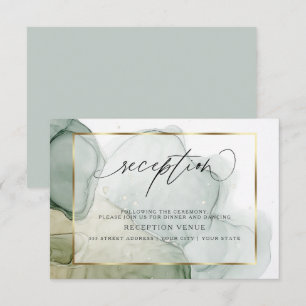 Invitation Encre alcool liquide chic teintes feutrées de vert