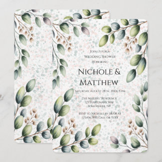 Invitation Encre Alcoolique Mariage Eucalyptus Blush