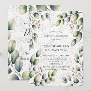 Invitation Encre Alcoolique Mariage Eucalyptus Blush