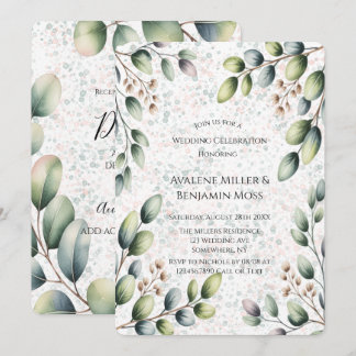 Invitation Encre Alcoolique Mariage Eucalyptus Blush