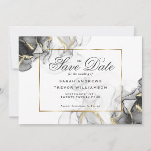 Invitation Encre alcoolique noire élégante dorée