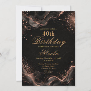 Invitation Encre alcoolique noire et or élégante