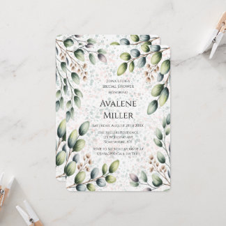Invitation Encre Alcoolique Rose Eucalyptus pour Enterrement 