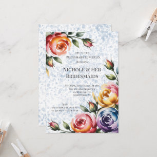 Invitation Encre Alcoolique Roses Bleu Orange Déjeuner des De