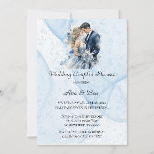 Invitation Encre d'alcool poussiéreuse Mariage floral Couples