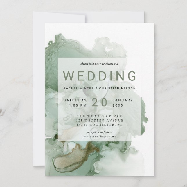 Invitation encre d'alcool verte (Devant)