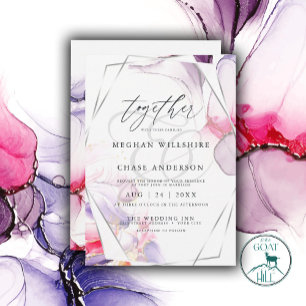 Invitation Encre fluide élégante rose cramoisi et lilas