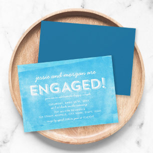Invitation Encre Roulée Bleue Engagée! Fêtes de fiançailles