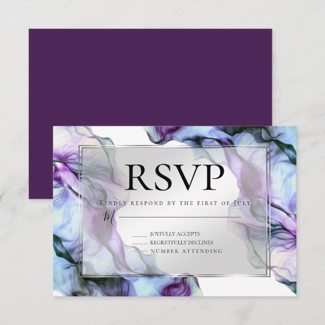 Invitation Encre Turquoise à écoulement Abstrait à cadre d'ar (Devant / Derrière)