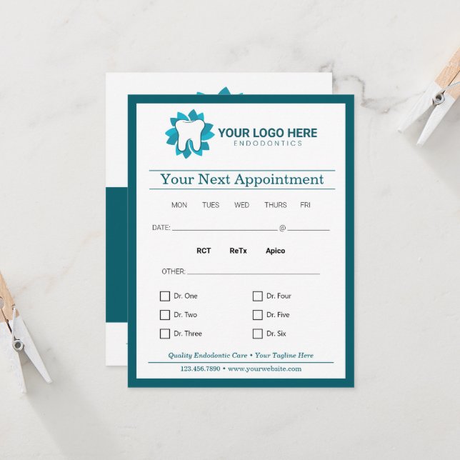 Invitation Endodontie modifiable Prochain rendez-vous (Devant/Arrière en situation)