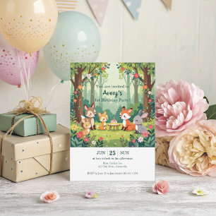 Invitation Enfant animal de bois mignon anniversaire