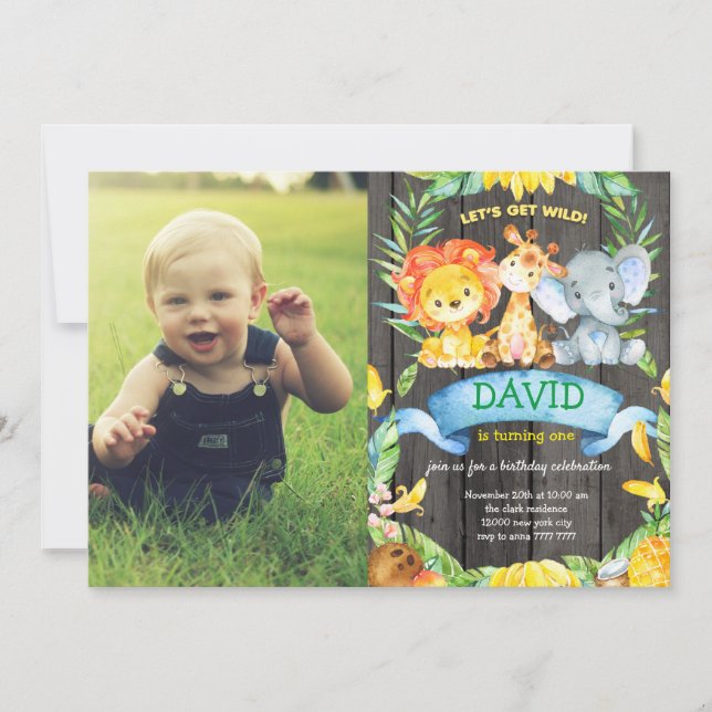 Invitation Enfant Anniversaire Photo personnalisée Photo Wild (Devant)