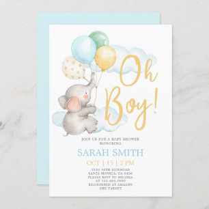 Invitation Enfant Baby shower éléphant