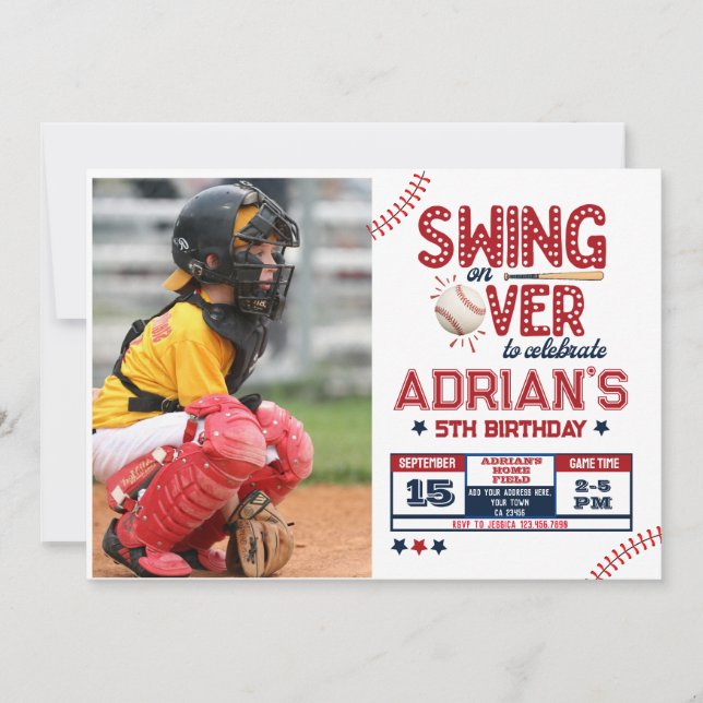Invitation Enfant d'anniversaire de baseball Photo (Devant)