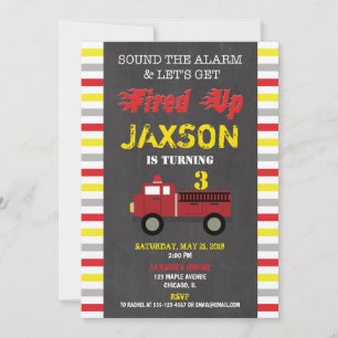 Invitation Enfant de fête d'anniversaire du moteur d'incendie