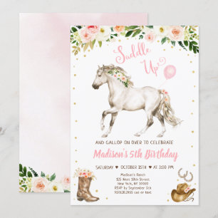 Invitation Enfant de la petite fille Saddup Horse Pony Annive