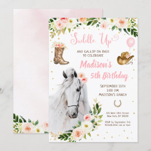 Invitation Enfant de la petite fille Saddup Horse Pony Annive