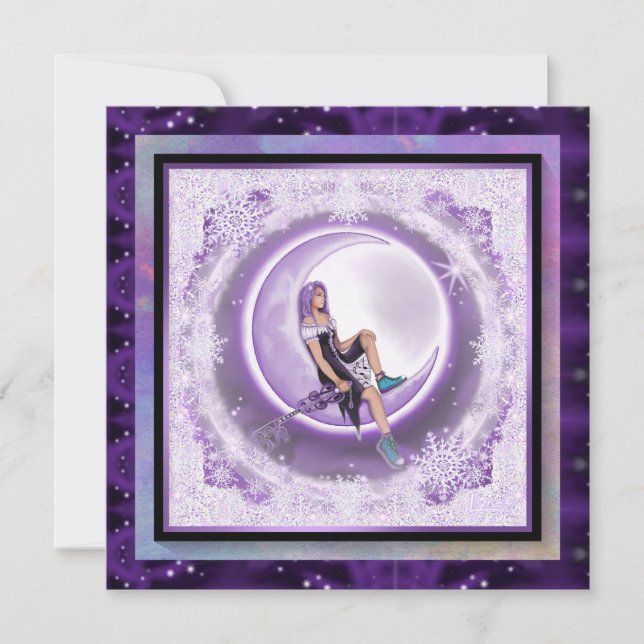 Invitation Enfant de lune violette (Devant)