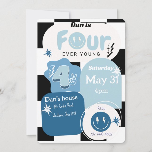 Invitation Enfant de quatre ans (Devant)
