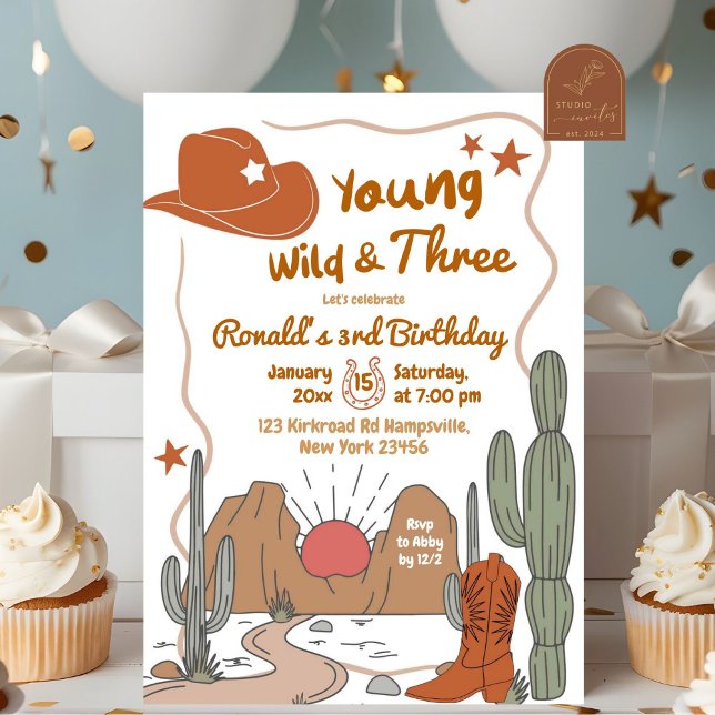 Invitation Enfant de Young Wild et Three Desert Cowboy (Créateur téléchargé)