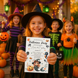 Invitation Enfant d'Halloween Anniversaire Fête adorable boit