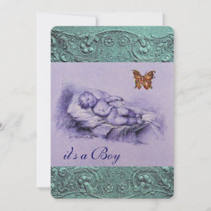 INVITATION ENFANT EN COULEUR AVEC BABY SHOWER DE GARÇON BLEUE