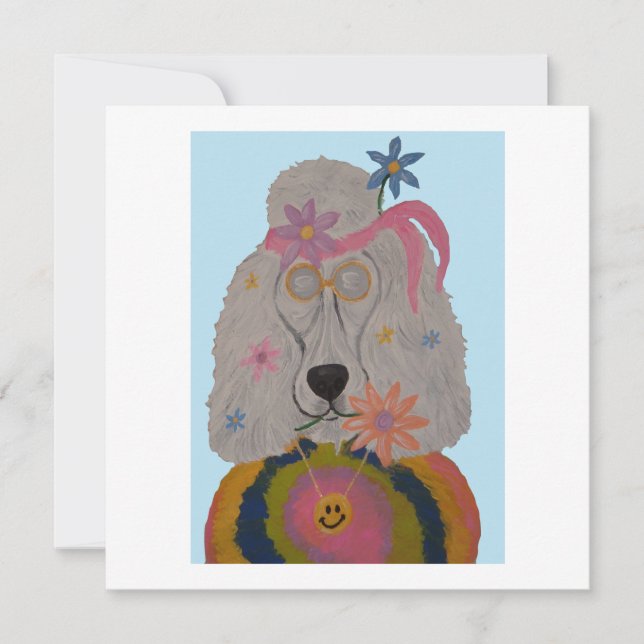 Invitation Enfant Fleur Caniche Hippie  (Devant)
