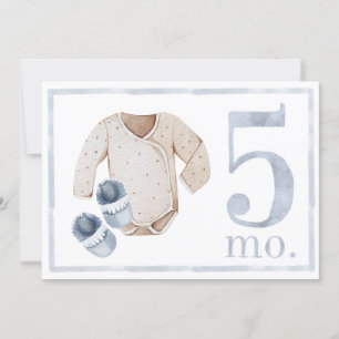Invitation Enfant Garçon Aquarelle Jalon Cinq mois Vieux Cart