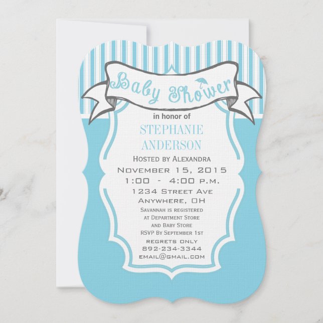 Invitation Enfant moderne garçon mignonne Motif à bande douch (Devant)