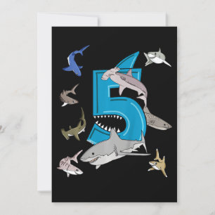 Invitation Enfants 5e anniversaire garçons requin requin blan