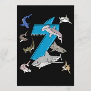 Invitation Enfants 7e anniversaire Garçons Requin blanc requi