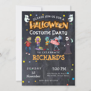 Invitation Enfants Amusants Costume Halloween Anniversaire Fê