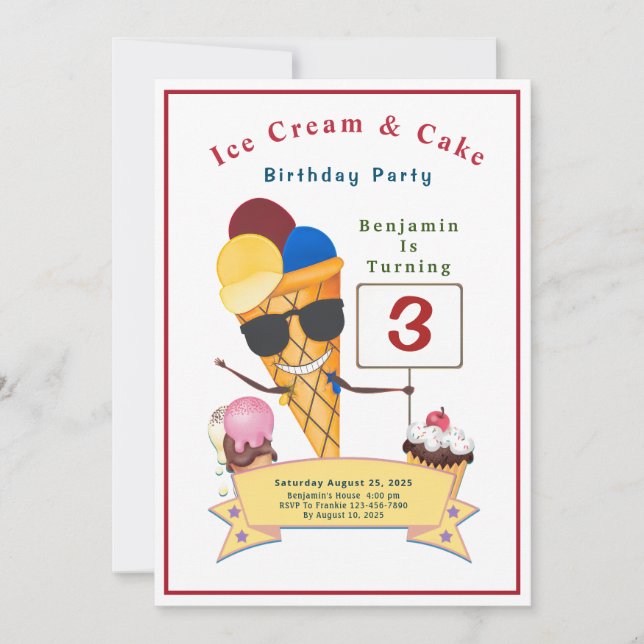 Invitation Enfants Anniversaire Fun Cute (Devant)