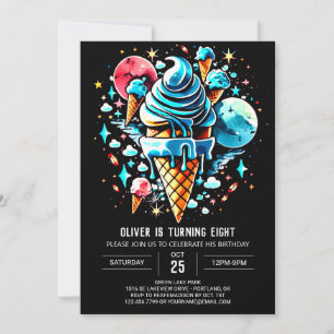 Invitation Enfants Aquarelle moderne Garçon Crème de glace An