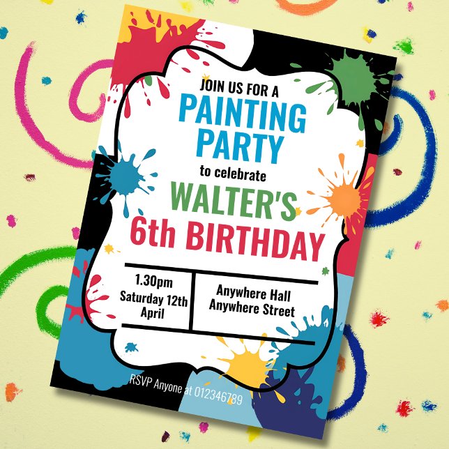 Invitation Enfants art party enfants peinture fêtes (Créateur téléchargé)