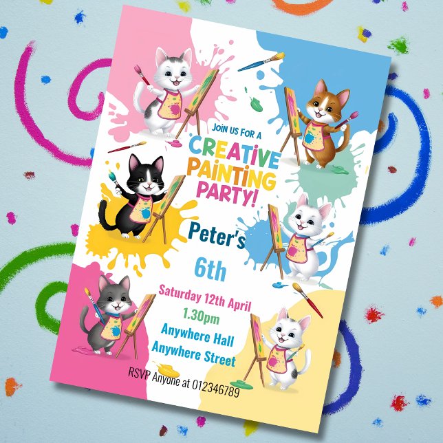 Invitation Enfants art party enfants peinture fêtes (Créateur téléchargé)